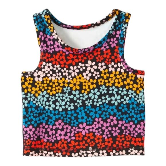 Hanna Andersson Active Top Workout Tank Sleeveless Black Flowers Girls sz 140 10 - Picture 5 of 5
